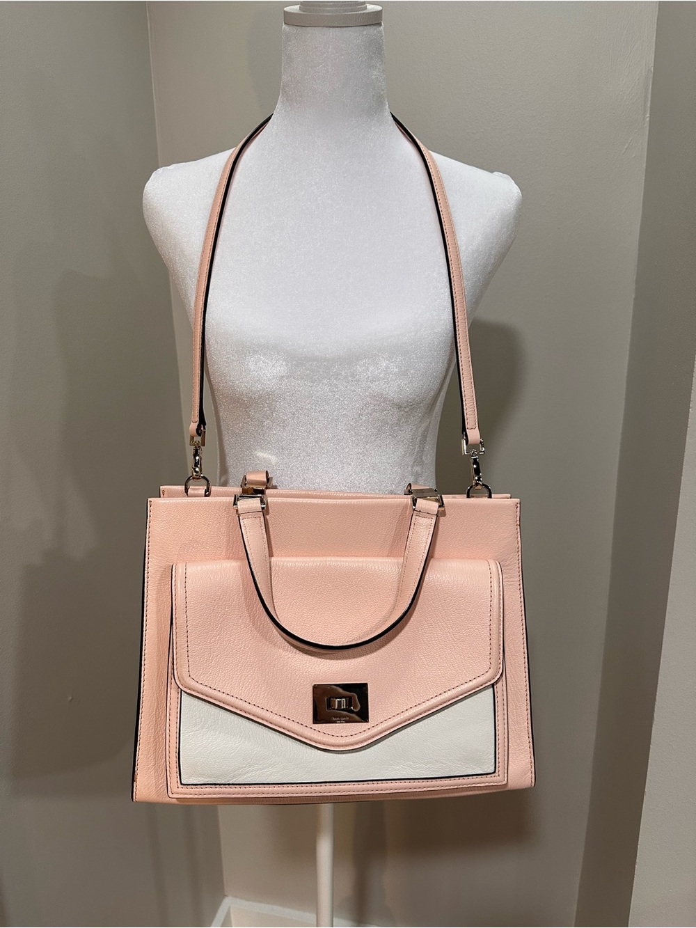 Kate Spade Women's Blush Pink & White Structured Satchel Purse